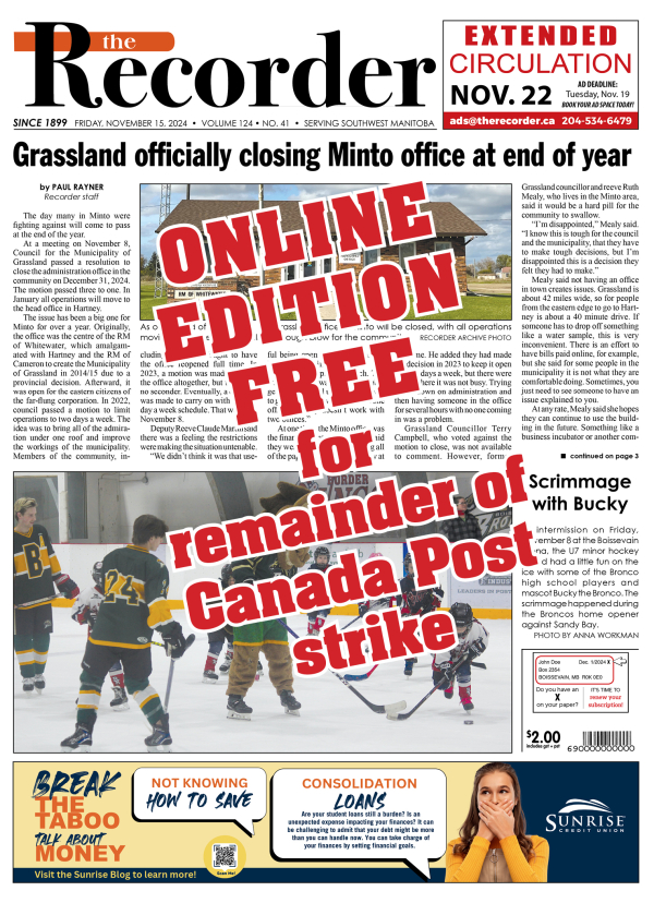 FREE online access to the Recorder during Canada Post Strike