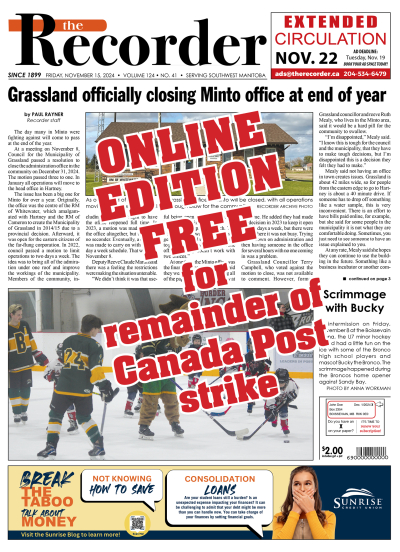 FREE online access to the Recorder during Canada Post Strike