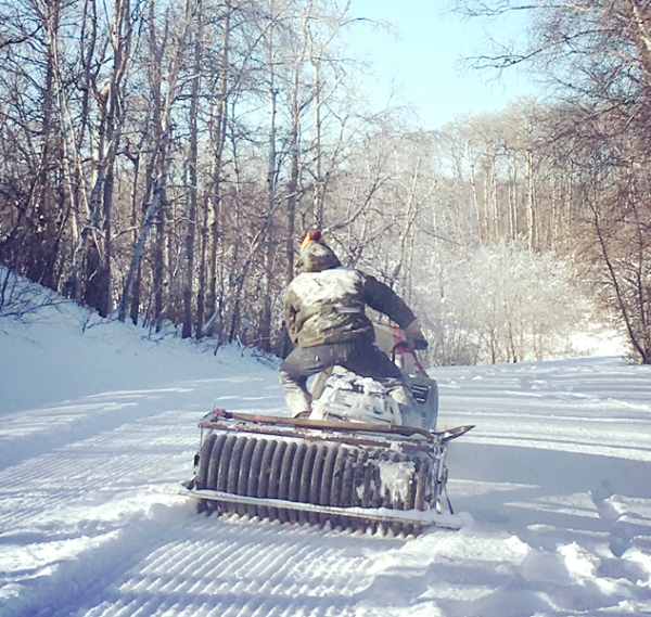 Groomer packing the trails at the International Peace Garden in preparation for the Manitoba Cross Country Ski Championships to be held at the Garden February 10-12. 2017. The event is open for all ages and abilities from the first time racer to the seasoned competitior.  