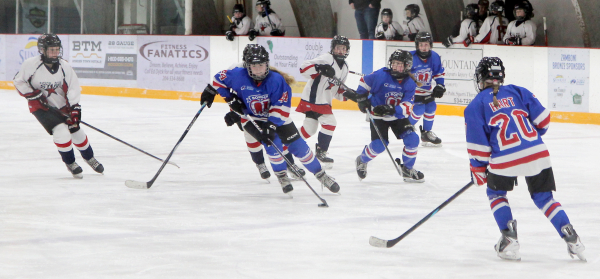 Border King Hayley Fordyce (44) handles the puck in the gold medal game at the Boissevain Arena on March 1. Two local squads, Boissevain and the Southwest Stars, battled it out in the final with the visitors winning 6-0, taking the U13 championship at a very successful provincials. 
