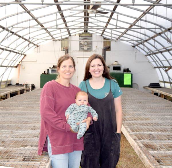The former space that housed the Petals &amp; Presents business in Deloraine is under new ownership. Sisters-in-law Hannah McKinnon (holding daughter Lois) and Meghan McKinnon are the new owners of “Lovett &amp; Railway”. They plan to open the greenhouse in May and will be working on the storefront, which will hold a pottery/art studio.
