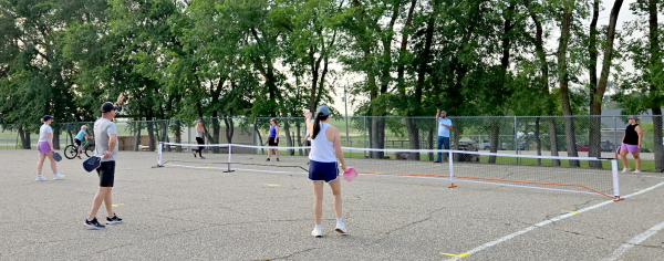 Although the old tennis courts on the north side of Boissevain School can be used for pickelball, the Boissevain School Playground Committee is planning to redo the area, making both a pair of proper courts for the popular sport and a basketball court. They are presently raising money for this endeavour, following their successful middle school playground project.