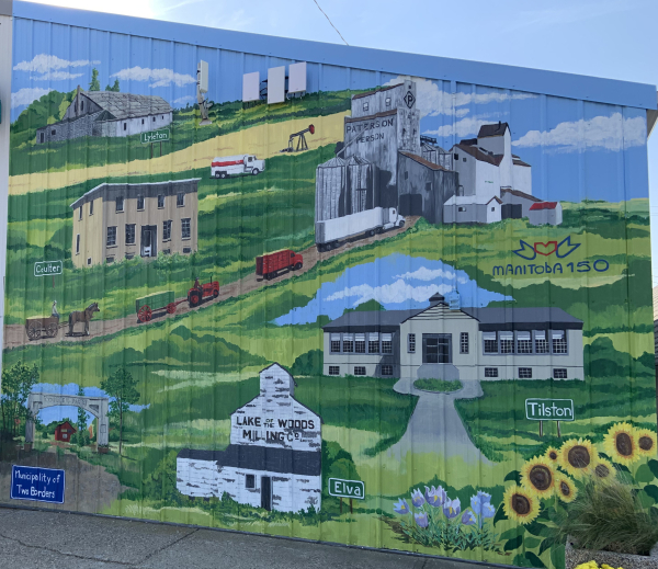 A mural on the Co-op store in Pierson, MB, dedicated during Manitoba's 150th anniversary in 2021. 